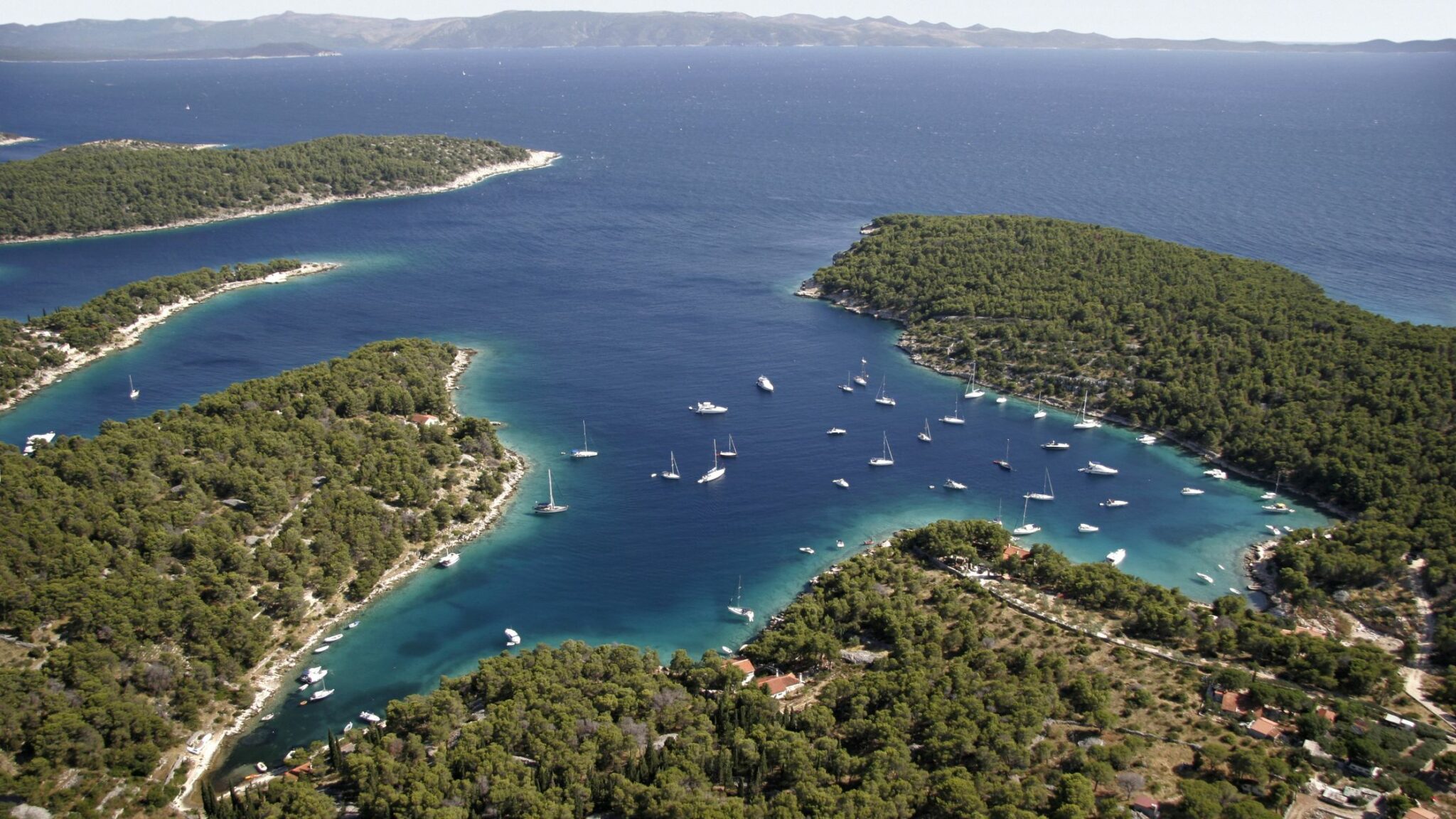 Aerial view of Lučica Bay on Brač island, Split region, Croatia