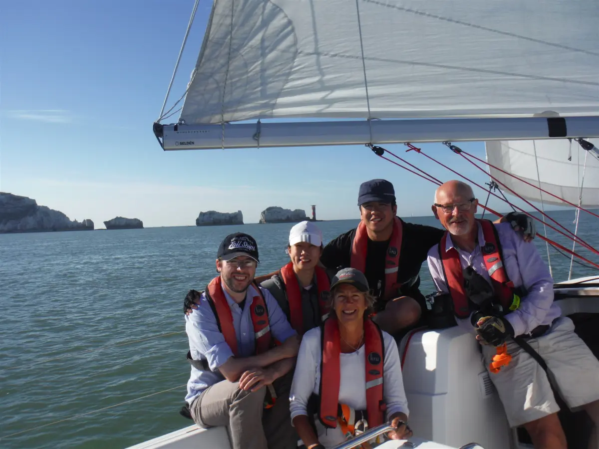 A group on a sailing weekend near the Needles