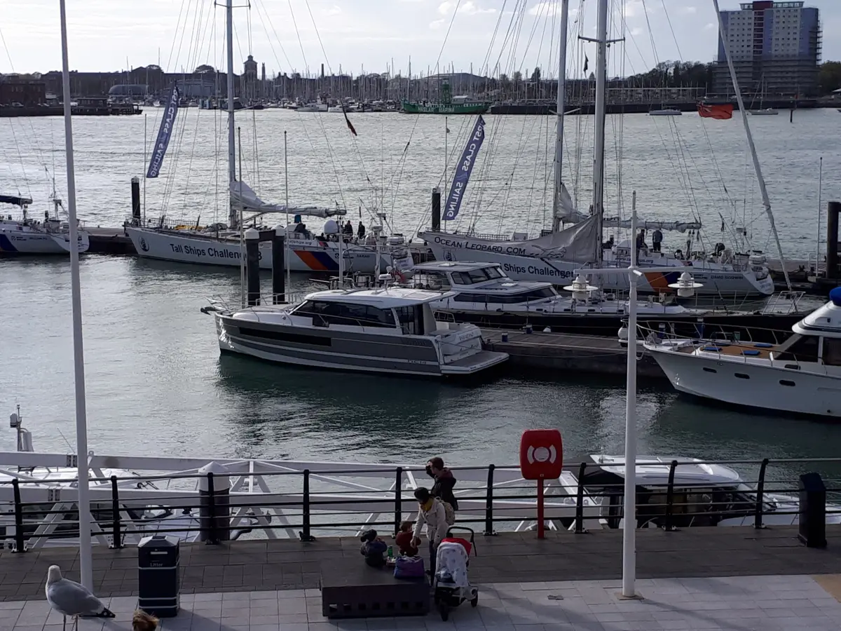 Yacht departing Portsmouth on passage to the Canary Islands